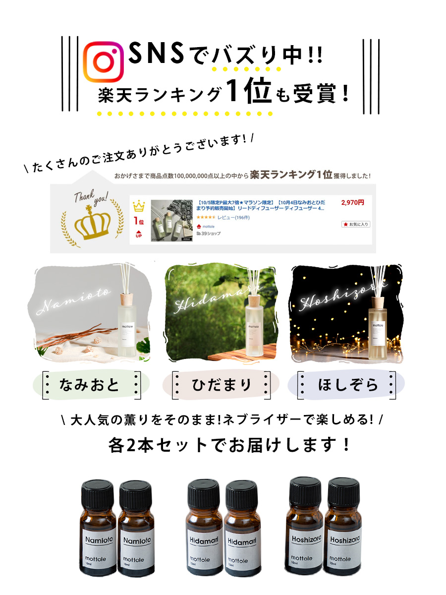 MTL-A014 ネブライザー式アロマディフューザー 専用オイル 2本