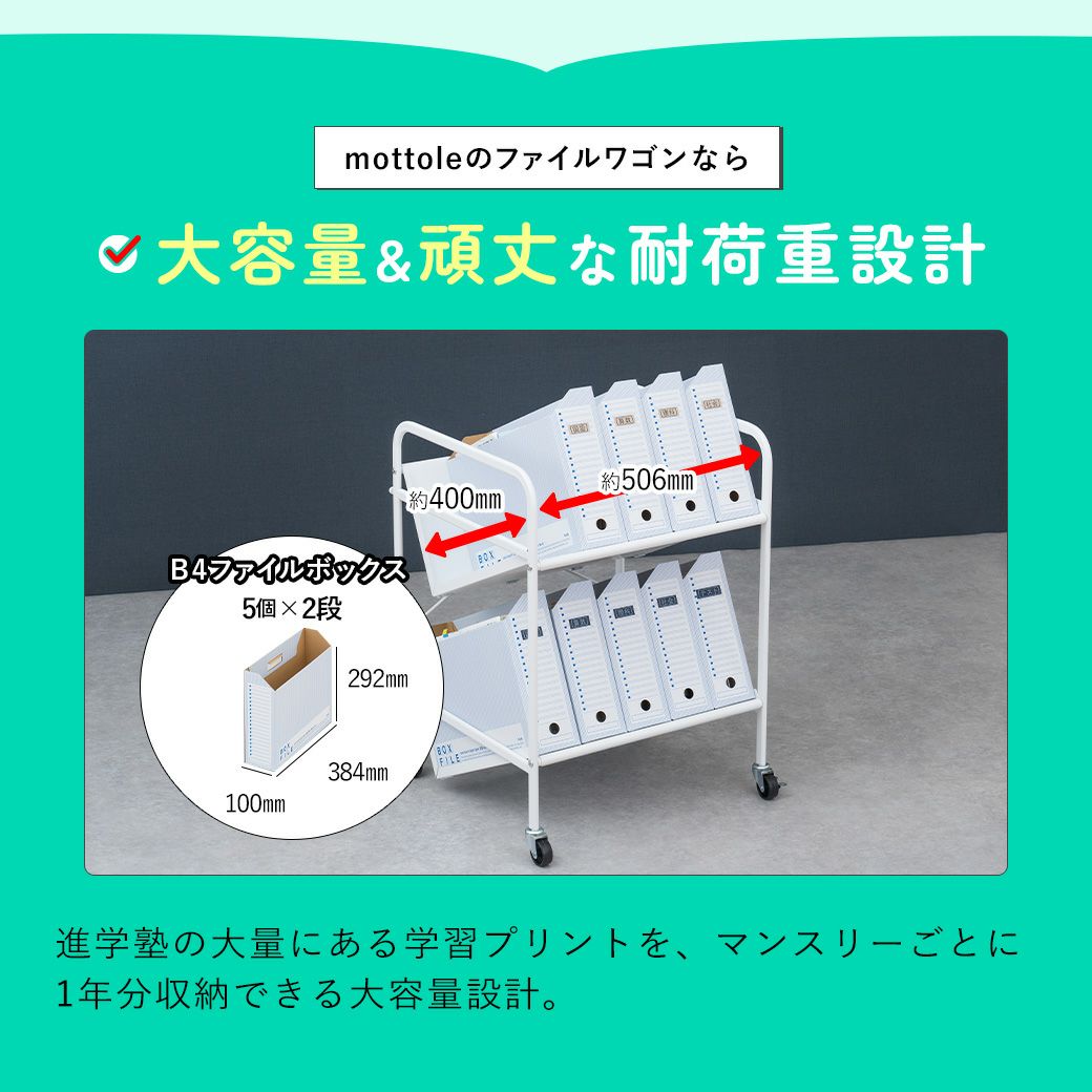 mottoleB4対応ファイルワゴン2段MTL-S023
